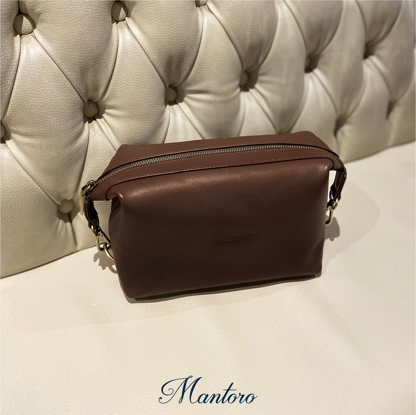 Neceser de viaje para hombres cuero vacuno marron