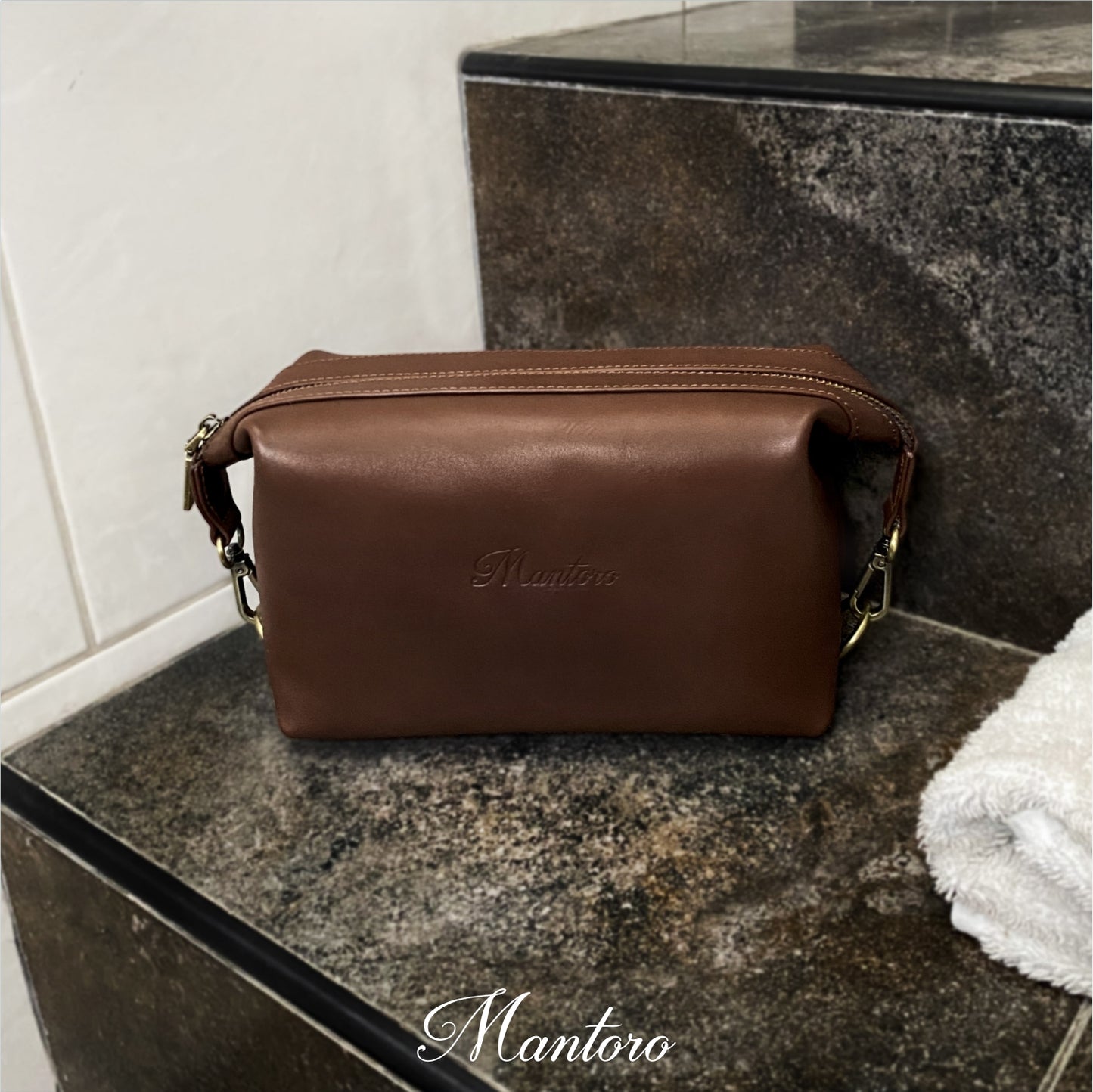 Neceser de viaje para hombres cuero vacuno marron 2