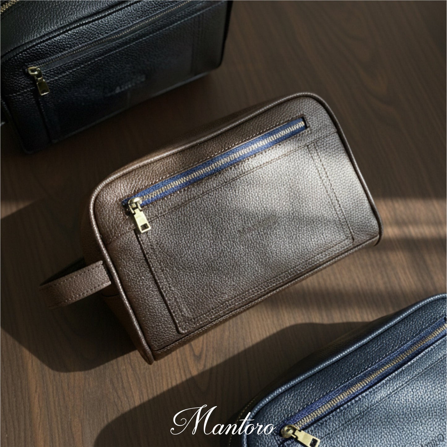 Vegan leather texture toiletry bag