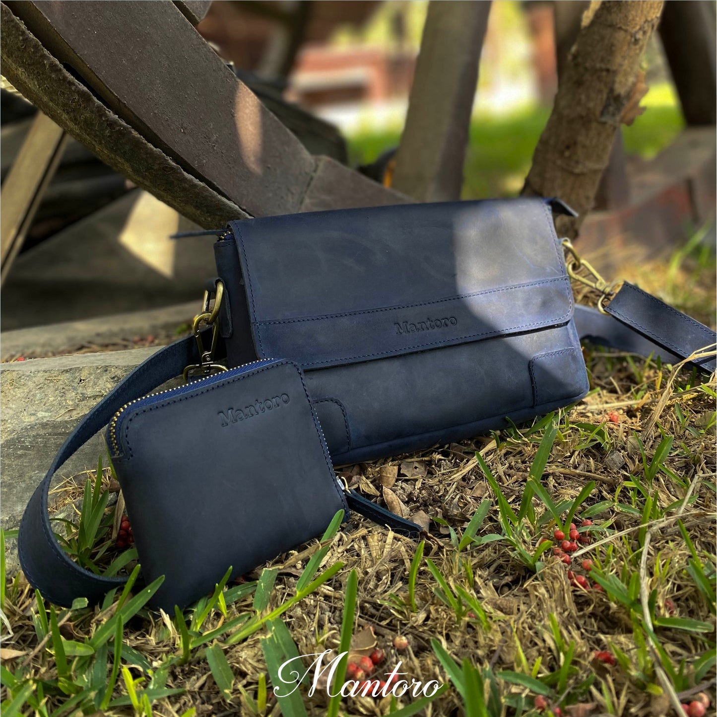 Pack Billetera Cowboy + Crossbody cuero rústico