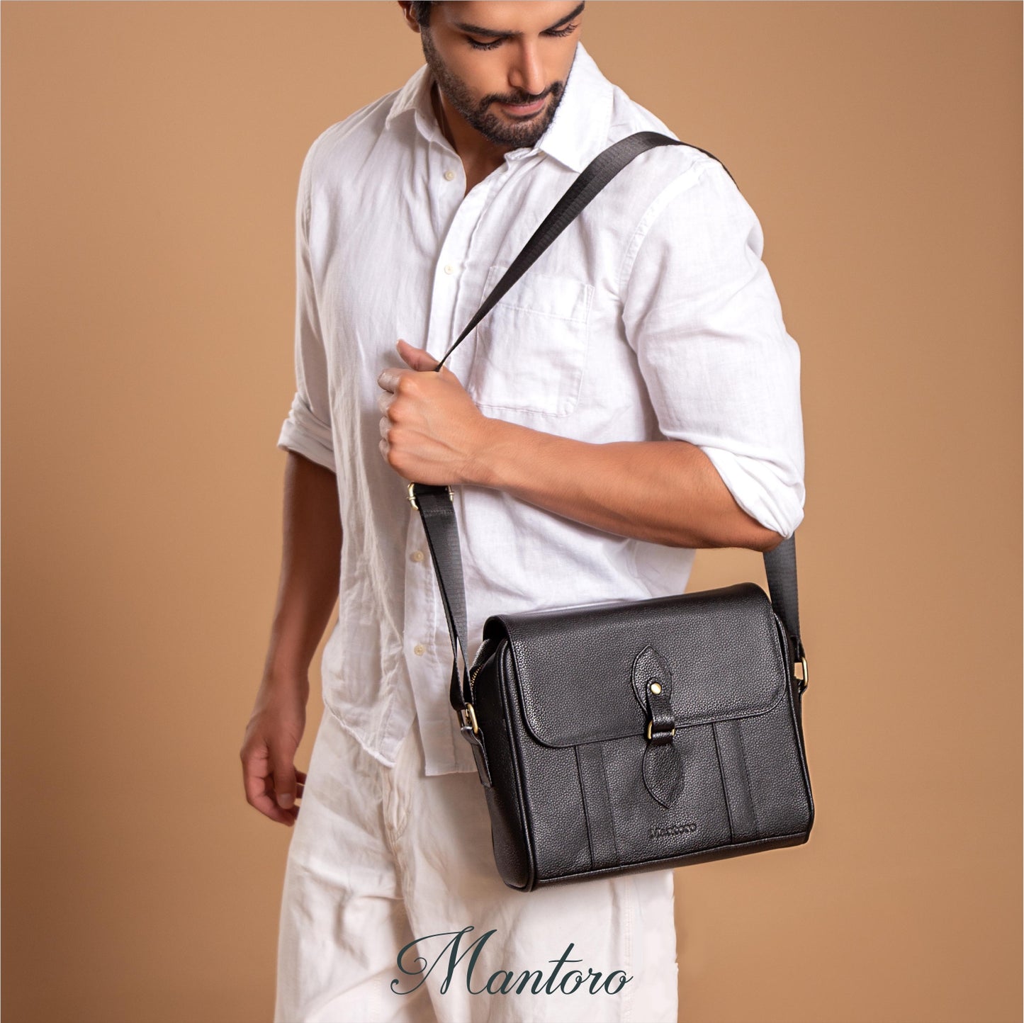 maletin morral hombres Galileo cuero vegano negro 3