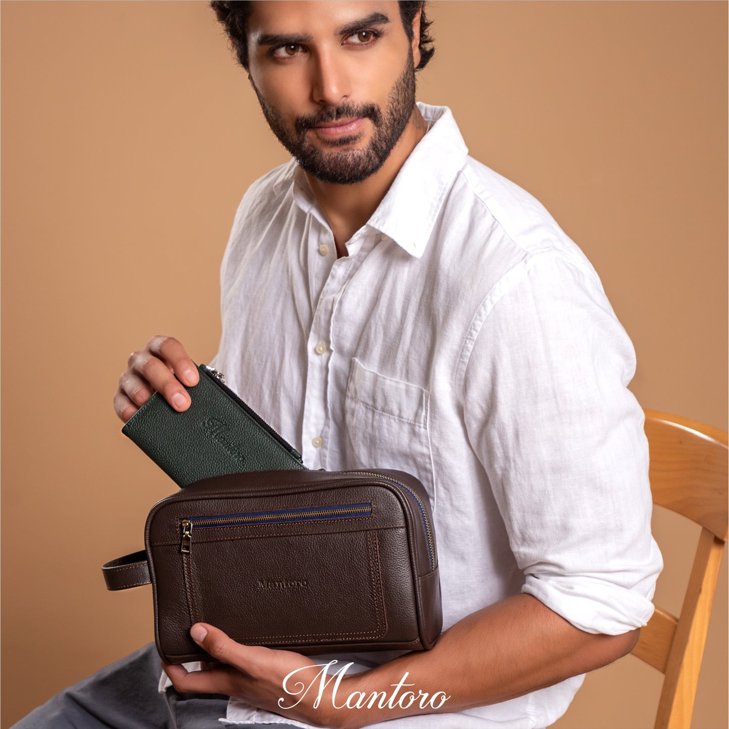 Dopp kit textura cuero vacuno