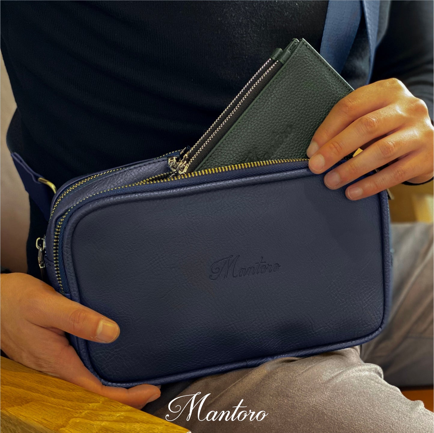 Crossbody doble compartimento cuero vegano