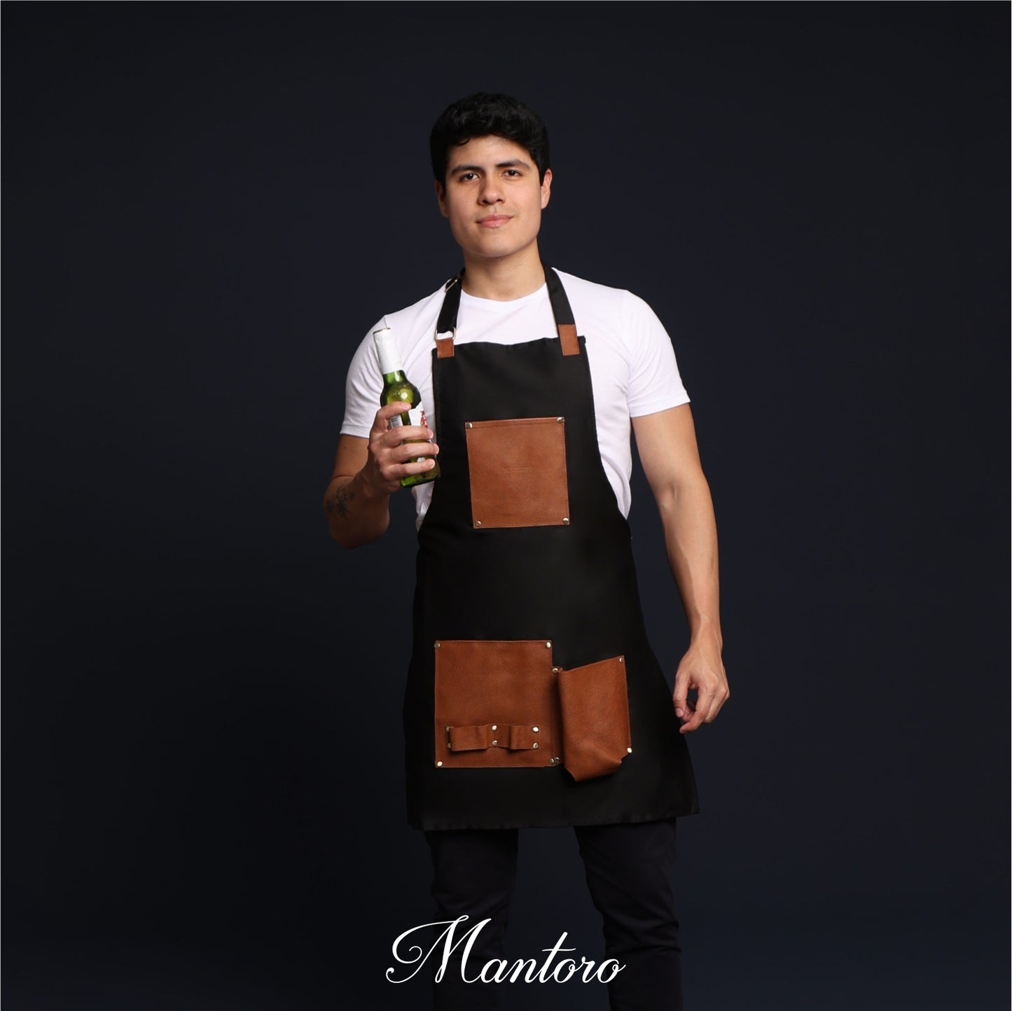 Mandil parillero camel cuero-vacuno-Mantoro