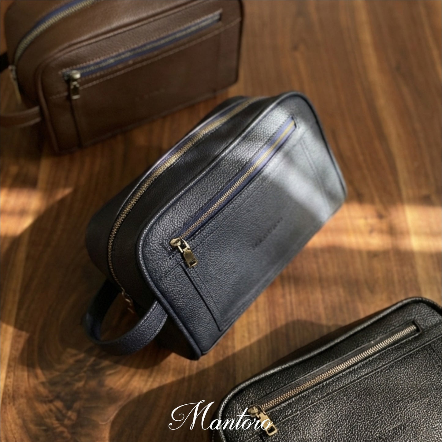 Vegan leather texture toiletry bag