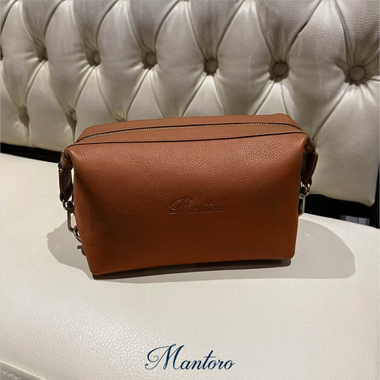 Neceser de viaje para hombres cuero vacuno camel