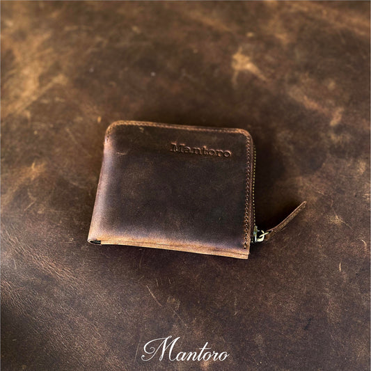 billetera  marrón de cuero rustico para hombre