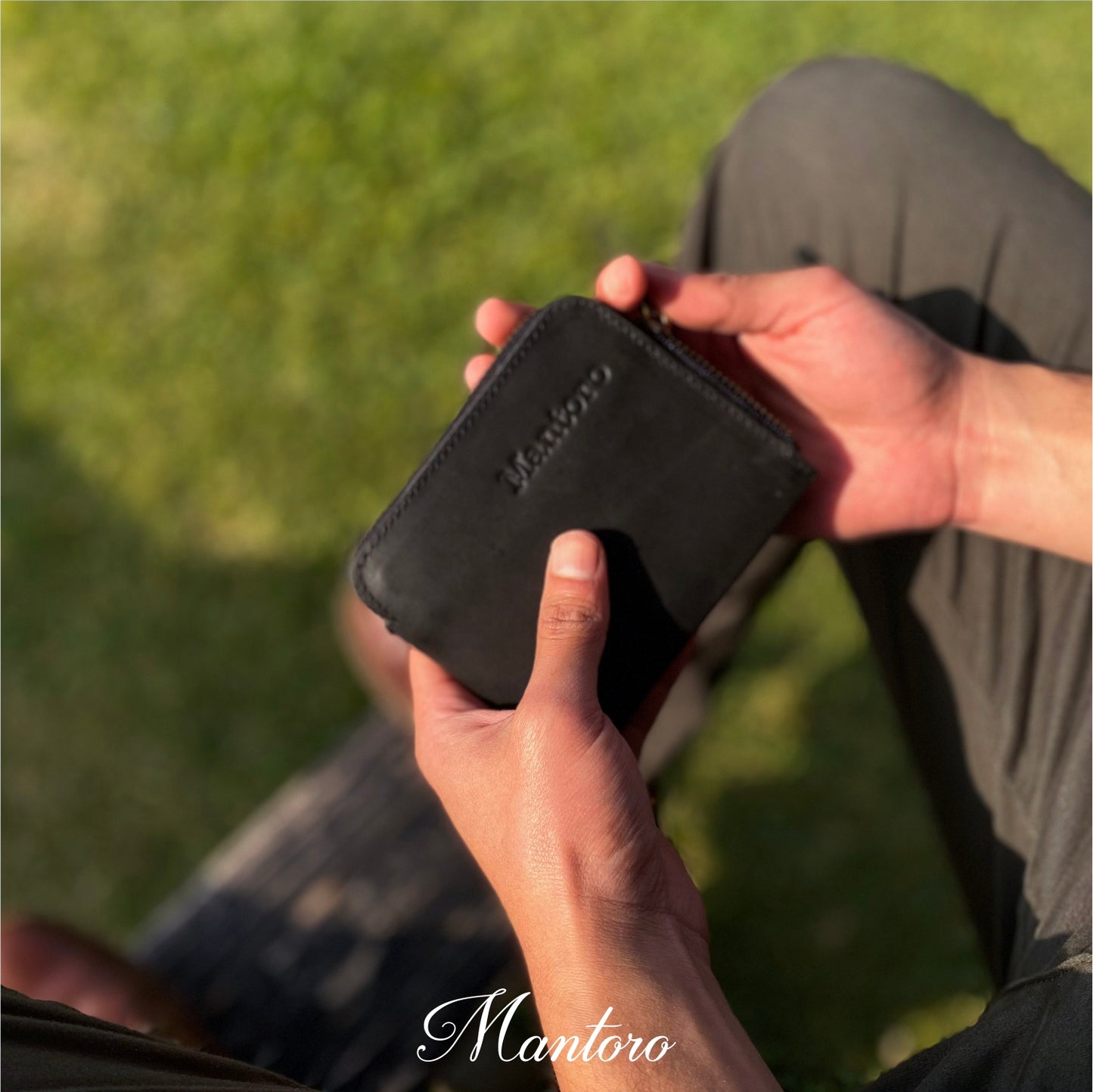 billetera negro de cuero rustico para hombre