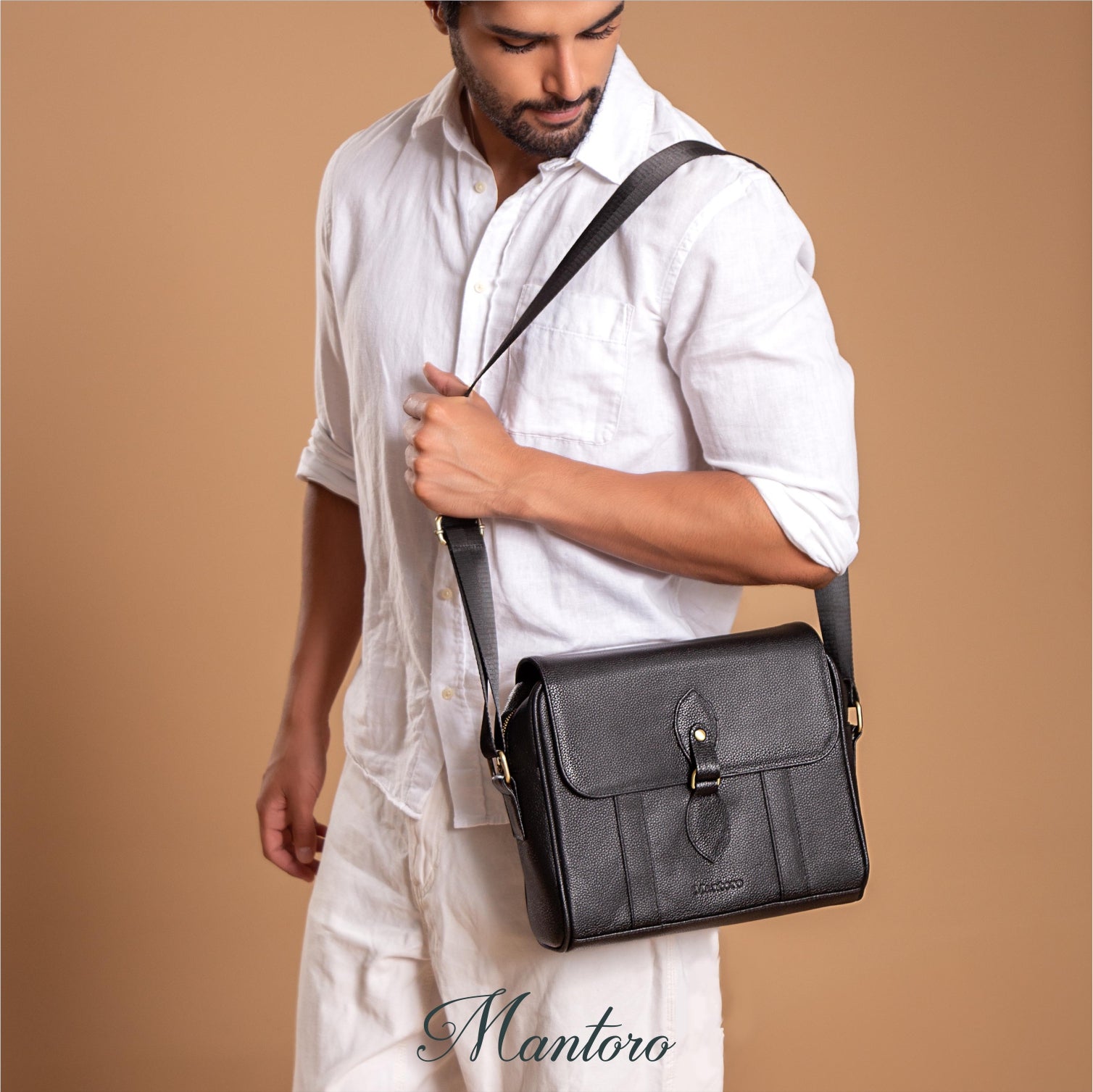 maletin morral hombres Galileo cuero vegano negro 3